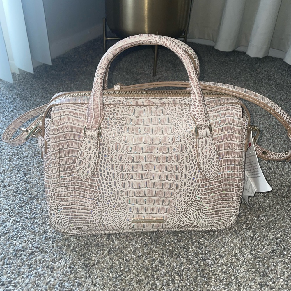 BRAHMIN MICAELA SATCHEL HANDBAG (PRELOVED) with return tags.